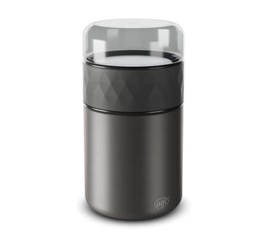 alfi ENDLESS FOOD MUG 500ml, caviar black, stainless steel thermal food container with snack pot, 3-piece, leak-proof insulated container, keeps food hot for 5 hours, cold for 10 hours, dishwasher-safe, BPA-free, on sale